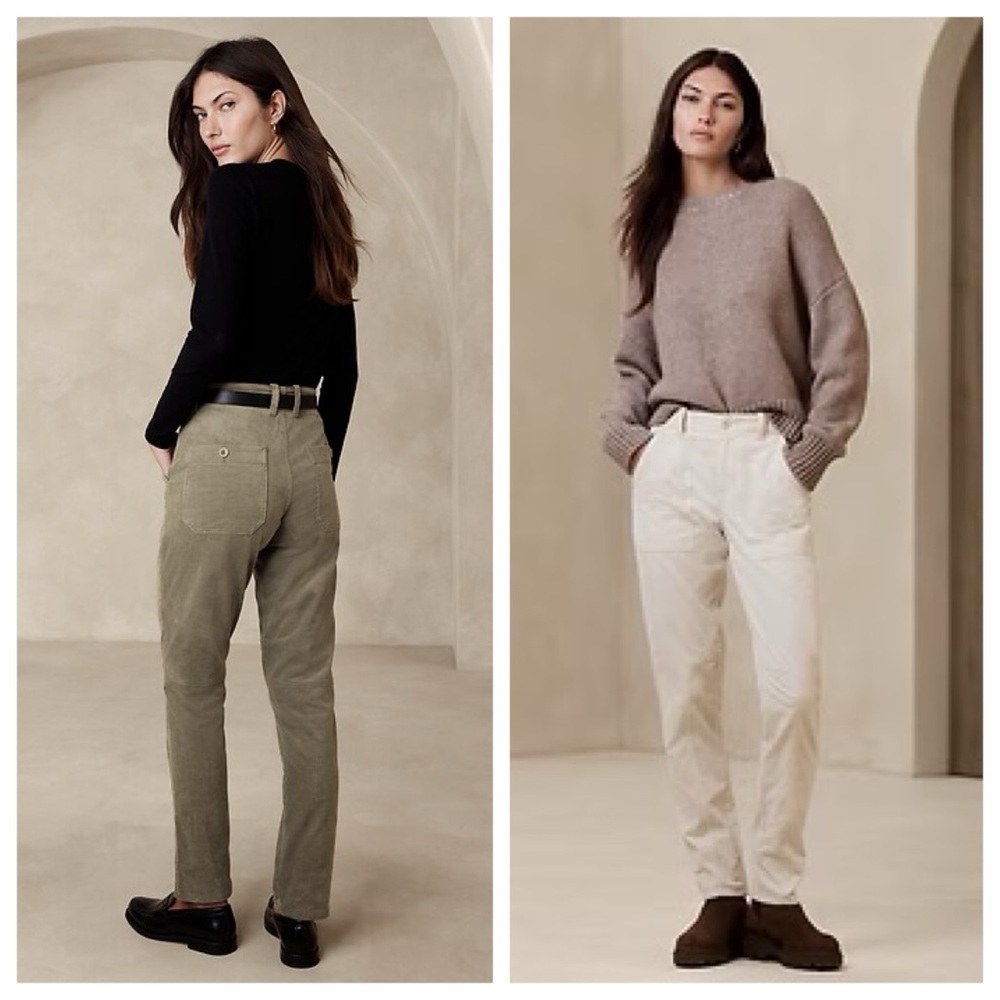 Banana Republic Women's 6 Mid-Rise Skinny Corduroy Soft Taupe Pant Olive Green
